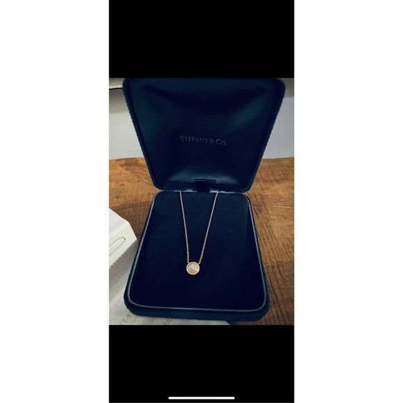 18k rose gold Tiffany soleste pendant .30ct 16in chain - Picture 6 of 11